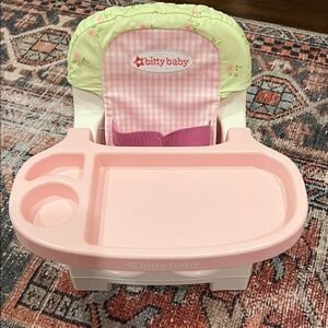 Bitty Baby High Chair with Pink and Green Accents